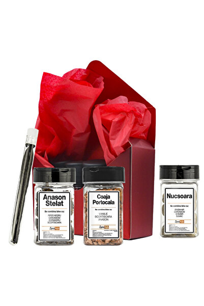 Spicehub κόκκινο χριστουγεννιάτικο κουτί δώρου, σετ 4 φυσικών μπαχαρικών για ...