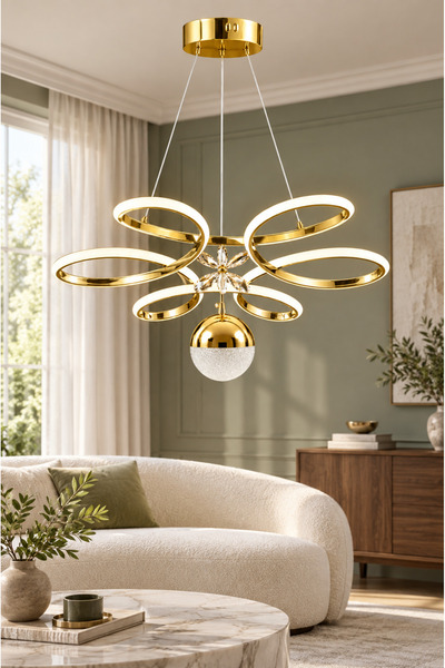 auraa aydınlatma Papatya Büyük Modern Ledli Avize 3 Renk Power Ledli Gold Kap...