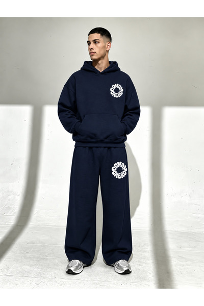 COMANCHERO Unisex Circle Printed Oversize Winter Sweatshirt and Baggy Sweatpa...