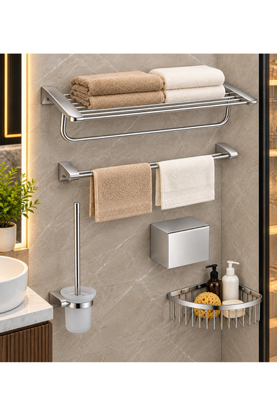 SANITEXPERT Set premium de accesorii pentru baie, 5 piese, din oțel inoxidabi...