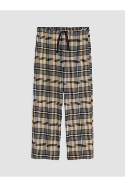 LC Waikiki Nevavm Brown Flannel Plaid Men's Pajama Bottom with Difference