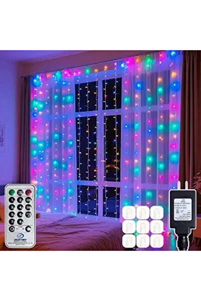 OEM Φωτάκια κουρτίνας USB 300 LED, 3x3μ με τηλεχειριστήριο, και με πράσινα κα...