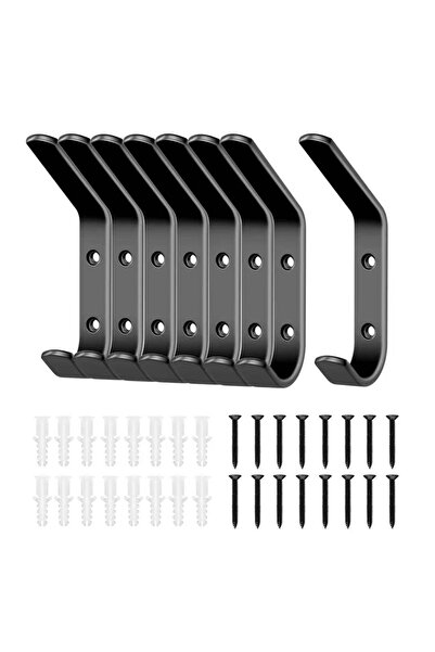 OEM Set de 8 cârlige de perete din aluminiu – Negre, Rezistente până la 10 kg...