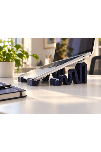 Dalga Formlu İkili Laptop Standı - 3D Baskı Notebook Yükseltici