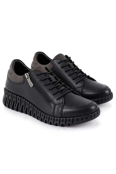 Mammamia 765 Genuine Leather Casual Women's Shoes-Black
