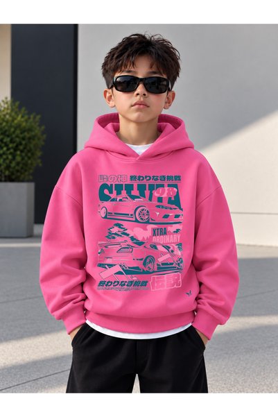 LORVEX Sweatshirt (Hooded) Boys' 3 Thread Raster Printed Winter Hoodie