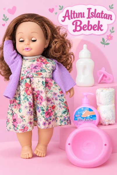 İlknurtoys ToyX Mila Altını Islatan Bebek Biberonlu Lazımlıklı Aksesuarlı Oyun Seti