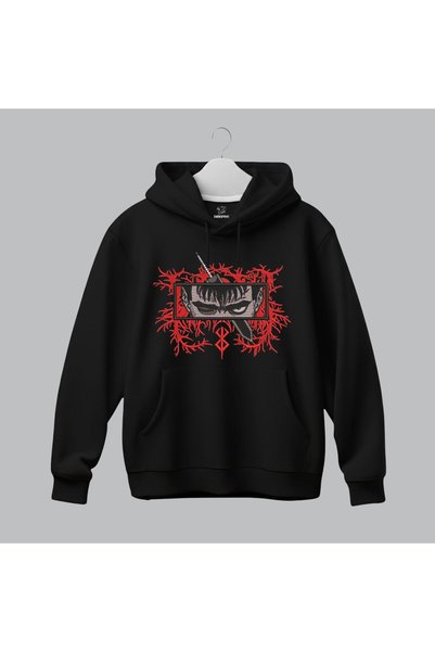KEYFHOME Hanorac unisex cu glugă, brodat, anime Guts Berserk