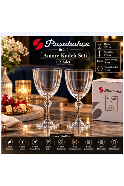 Paşabahçe 2 li Amore kadek 270 cc Hacim 17 CM boyu 9 cm ağzı 7 cm tabanı şık ...
