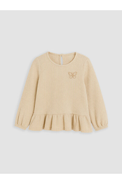 LC Waikiki Alita City Lcw Kids Beige Waffle Embroidered Long Sleeve Girls' T-...