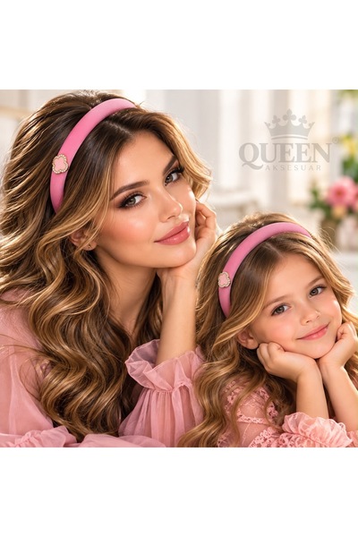 QUEEN AKSESUAR Luxurious Pink Fabric Stone Clover Fancy Sponge Crown Children...