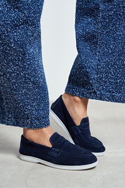 NİŞANTAŞI SHOES Γυναικείες μπαλαρίνες Aspire Navy Blue από γνήσιο σουέντ με ε...