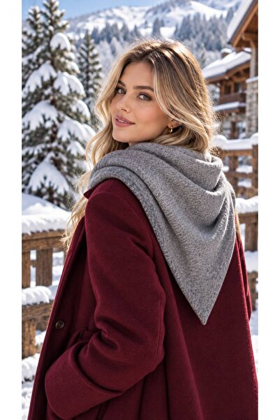 FELLMENS Gray Triangle Shawl 130X40 cm
