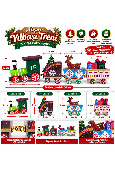 DEKORATİF AHŞAP YILBAŞI TRENİ (4 PARÇA)