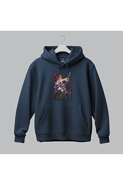 KEYFHOME Kokushibo Demon Slayer Anime Hanorac cu glugă brodat unisex