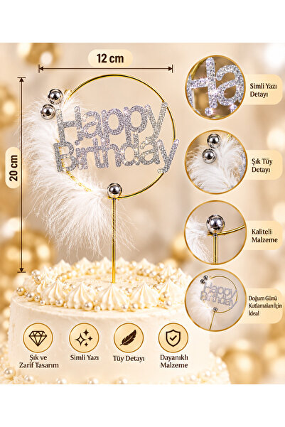 'HAPPY BIRTHDAY' TÜYLÜ PASTA SÜSÜ