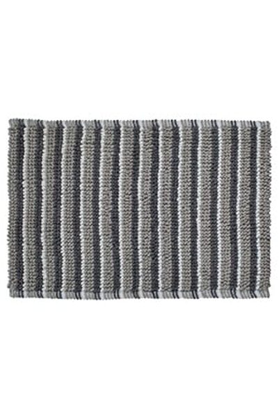OEM Covoras de Baie cu Microfibre Model Reliefat Dots Dungi Gri Bej 80x50cm