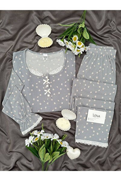 Lena Homewears Σετ πιτζάμες Βερολίνου με μακρυμάνικο μπλουζάκι με δαντέλα και...