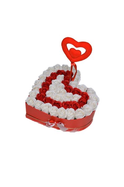 FY FashionForYou Aranjament floral Cutie inimă Dragoste Pasiune cu 47 de tran...