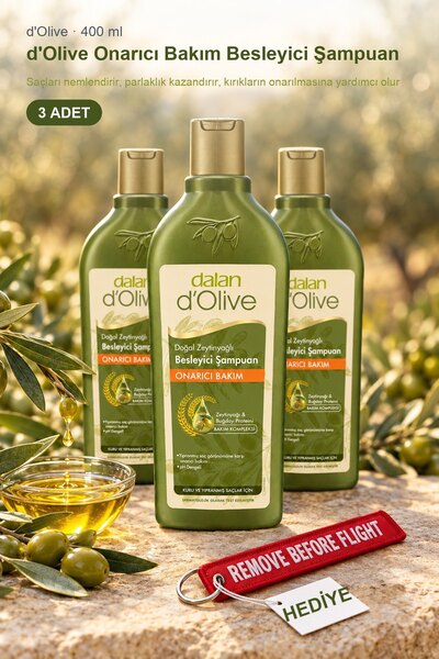 d'Olive Onarıcı Bakım Besleyici Şampuan 400 ml x 3 Adet