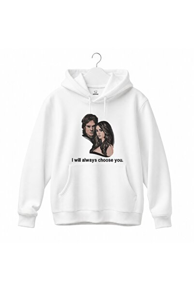 KEYFHOME Hanorac unisex cu glugă, brodat, The Vampire Diaries - Te voi alege ...