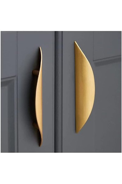 Tazweeq Crescent Brushed Gold Cabinet Pulls, (96MM) Hole Centers Stylish Half...