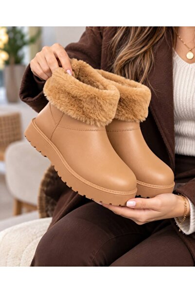 PLN SHOES أحذية نسائية قصيرة وبوتات من إيفا مقاومة للماء مع بطانة فرو ونعل سميك