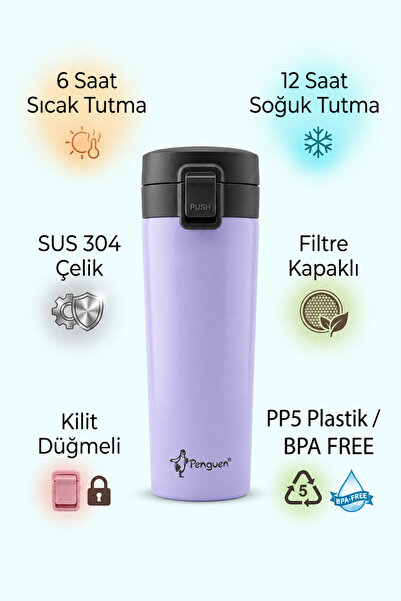 Penguen 500 ml Kahve Termosu Çay Termosu Filtreli Termos Bardak SUS304 Çelik ...