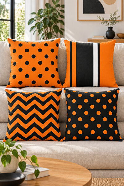 stellahomes Black Orange Polka Dot Decorative Throw Pillow Cover 43X43 cm – (...