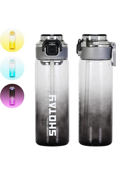 Shotay Sports Water Bottles 800ml/27 oz BPA Free And Leakproof, Fast Flow Wit...