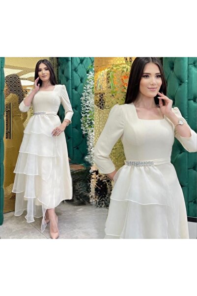 Elit couture فستان كريب مع قطعه تركيب طبقات اورقنزا ( ماركة تركيه)
