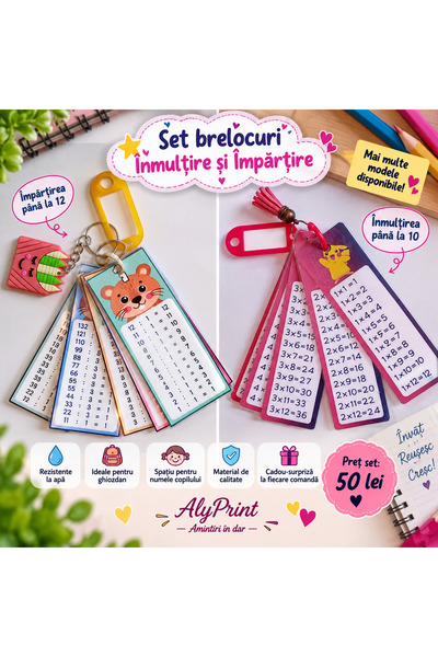 Generic Brand Setul Nr 2 , 2 brelocuri educative – Înmulțirea până la 10 + Îm...