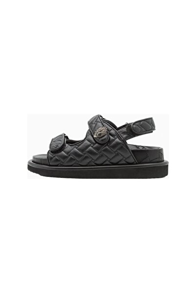 Kurt Geiger Orson Black Leather Women's Sandals with Stone Detail