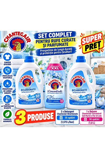 Chanteclair Set – 2 xChanteclair Detergent Lichid Bicarbonato, 35 Spălări, 1,...