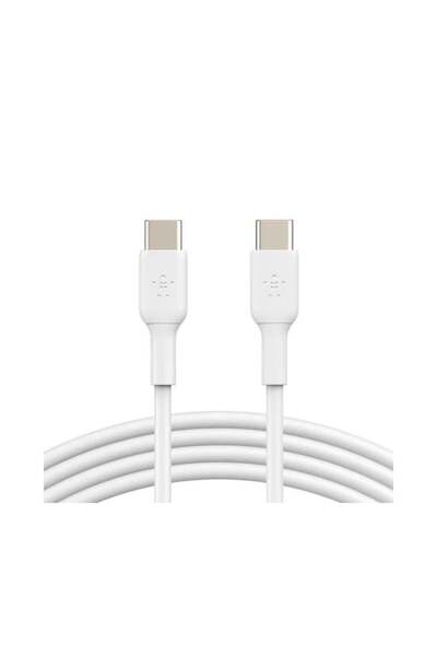 Belkin بيلكن كيبل تايب سي الى تايب سي بطول 1 متر يدعم الشحن السريع ونقل البيانات - ابيض ضمان سنتين