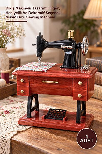 1 Adet Müzik Kutusu – Dikiş Makinesi Tasarımlı Figür, Hediyelik Ve Dekoratif Seçenek, Music Box, Sewing Machine