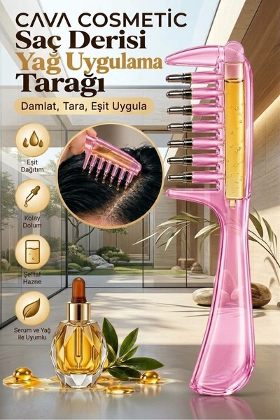 CAVA COSMETİC ⁠CAVA COSMETIC Saç Derisi Yağ Ve Serum Uygulama Tarağı - Şeffaf...