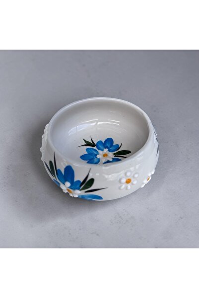 Zehra ana Hand-Painted Blue Floral Ceramic Ashtray
