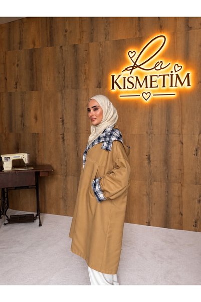 Genel Markalar Kısmetim Ekose Detaylı Astarlı Nil Kumaş Trençkot