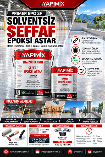 YAPIMİX PRIMER EPO SF - Solventsiz Şeffaf Çift Bileşenli Epoksi Astar | Beton...