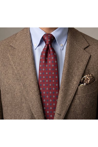 CROATE Burgundy Imported Fabric Italian Patterned Premium Tie – Minimal Pattern