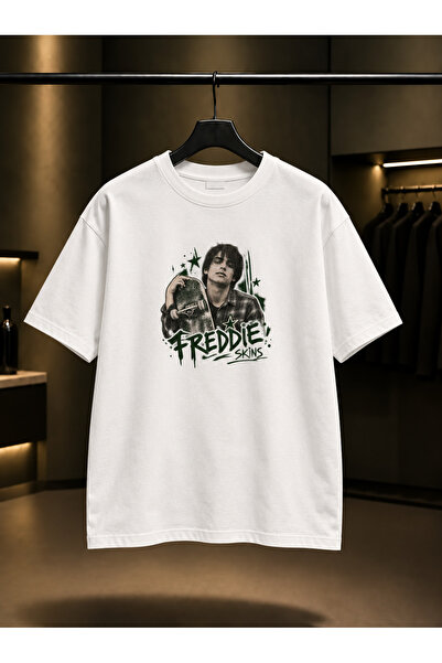 fame-stoned Skins Freddie Printed Unisex 100% Cotton White T-Shirt