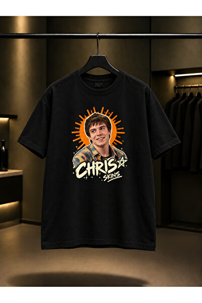 fame-stoned Skins Chris Printed Unisex 100% Cotton Black T-Shirt