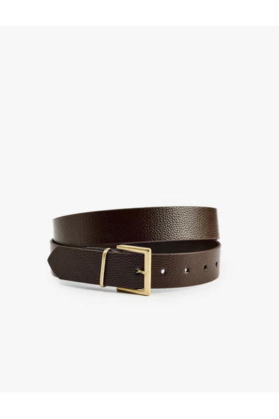 Koton Rectangular Buckle Textured Faux Leather Belt