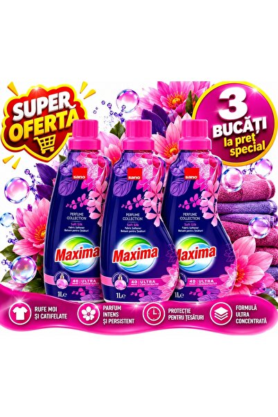 Sano Σετ 3 τεμαχίων Μαλακτικό Ρούχων Maxima Perfume Collection Soft Silk, Υπε...