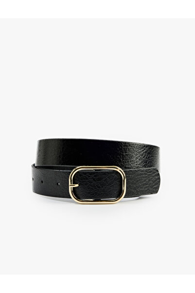 Koton Rectangular Metal Buckle Faux Leather Belt