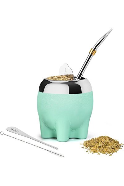 CUOPRU Gifts for Women Her Cute Elephant Shape Glitter Star Yerba Mate Cup wi...