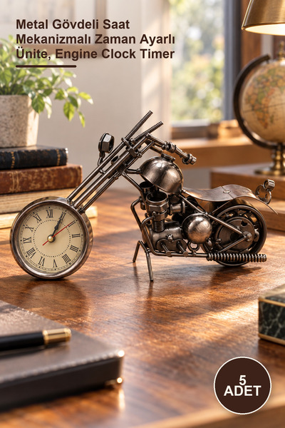 5 Adet Orta Metal Saatli Motor – Metal Gövdeli Saat Mekanizmalı Zaman Ayarlı Ünite, Engine Clock Timer