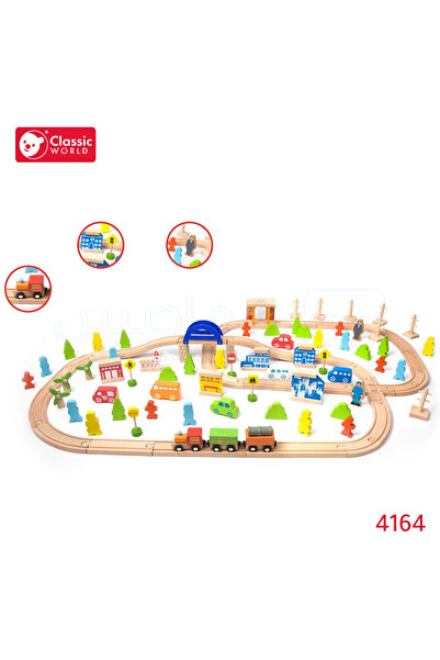 Classic World Jucărie pentru copii de peste 3 ani, set de tren cu 110 piese, ...