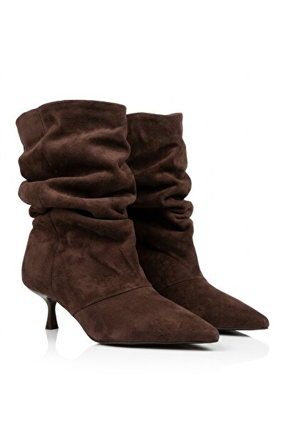 STARK SHOES KADIN SÜET BÜZGÜLÜ SLOUCHY STİLETTO TOPUKLU BOT